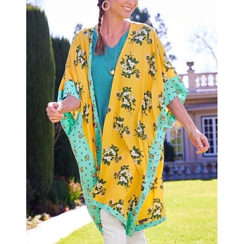 Matilda Jane What A Catch Kimono Womens M/L Floral Open Cardigan Duster Boho